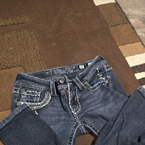 Miss Me Blue Boot Cut Jeans with Decorative Stitching